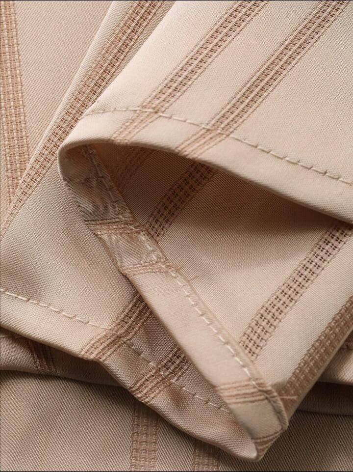 Men's Striped Beige Satin Shirt